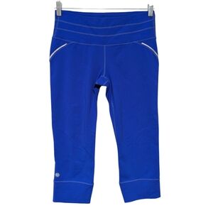 Athleta Relay Leggings Women's Size M Blue Cropped Yoga Pants Athletic Wear*